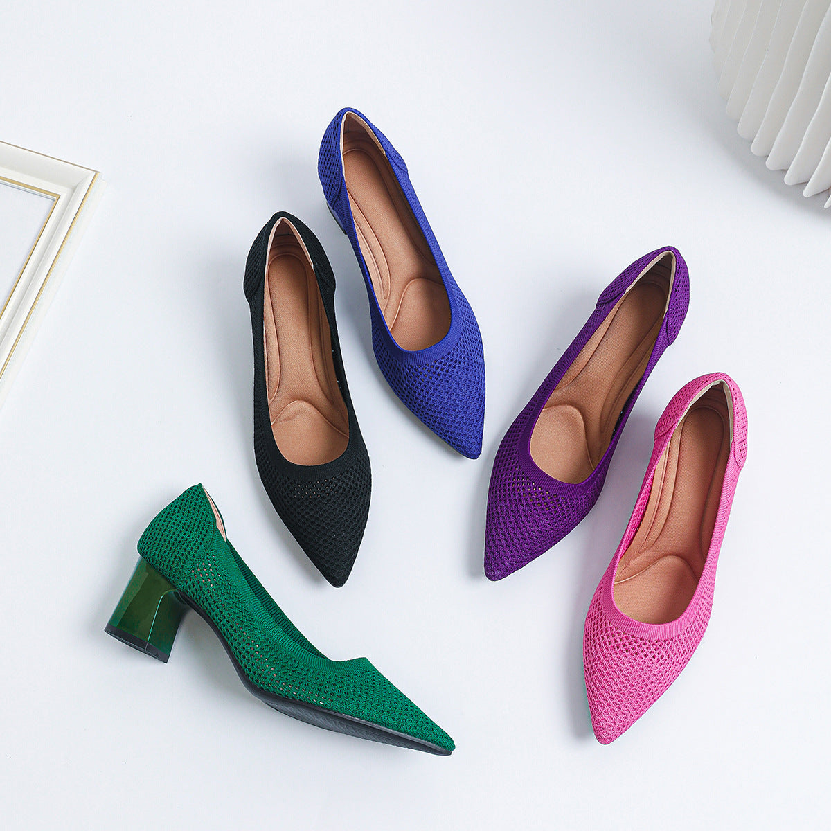 Quincy | Women’s Orthopedic Woven Pointed Toe Block Heel Pumps