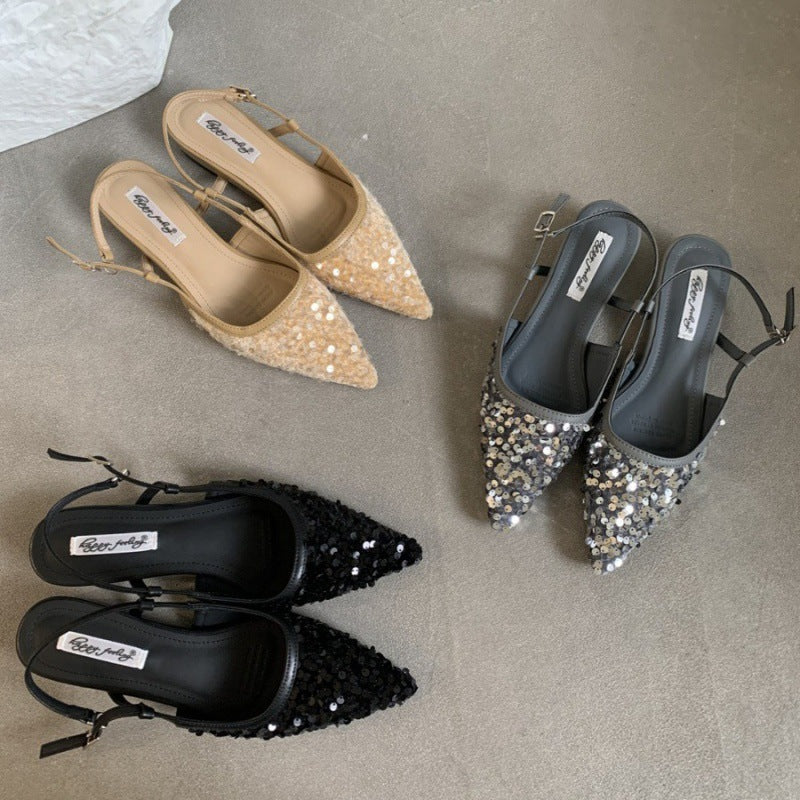 OrthoCare Silver Sequined Pumps - Unique French Style