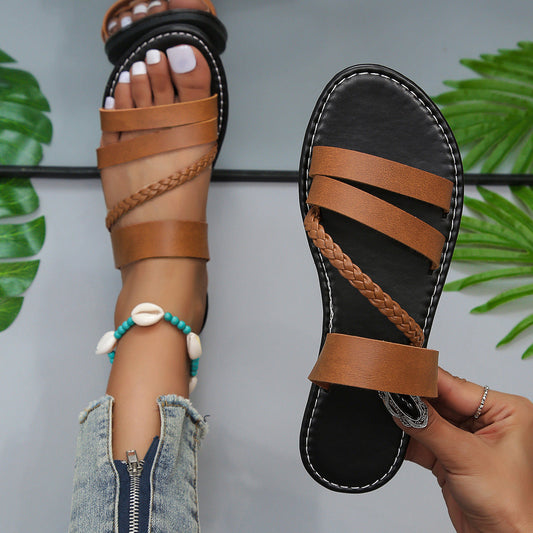 Tovah | Women’s Orthopedic Braided Cross Strap Flat Sandals
