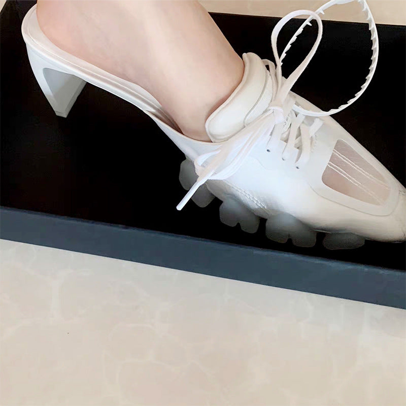 Yolene | Women’s Orthopedic Mesh Lace-Up Mule Heels