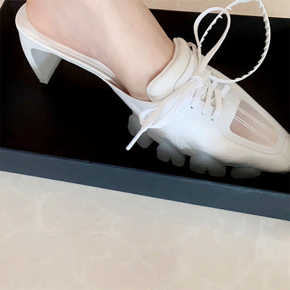 Yolene | Women’s Orthopedic Mesh Lace-Up Mule Heels