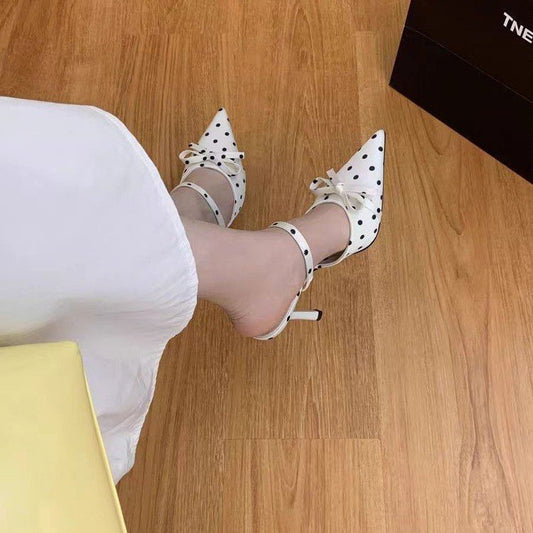 Olivelle | Women’s Orthopedic Polka Dot Pointed Toe Slingback Flats