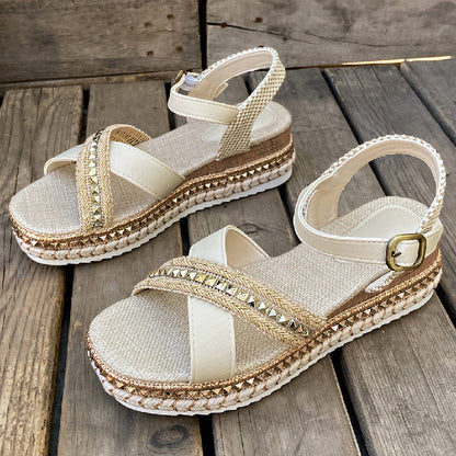 Ulani | Women’s Orthopedic Rhinestone Platform Espadrille Sandals
