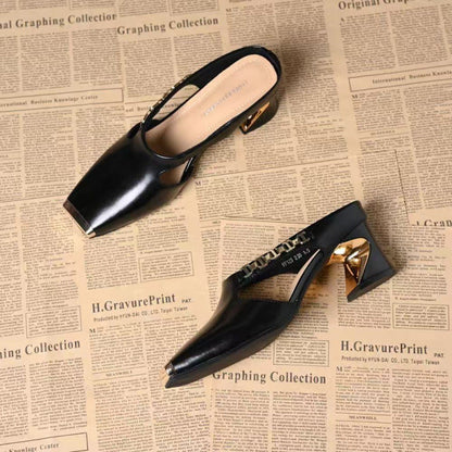 Petronella | Women’s Orthopedic Cutout Slingback Block Heel Mules