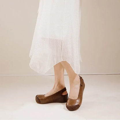 Elara | Orthopedic Handcrafted Leather Slingback Comfort Flats