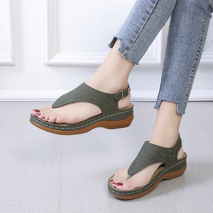 Samantha | Orthopedic Casual Sandals Women's Wedge Solid Color Flip Flop Sandals