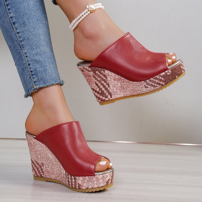 OrthoCare Peep Toe Platform Wedge Mule Sandals