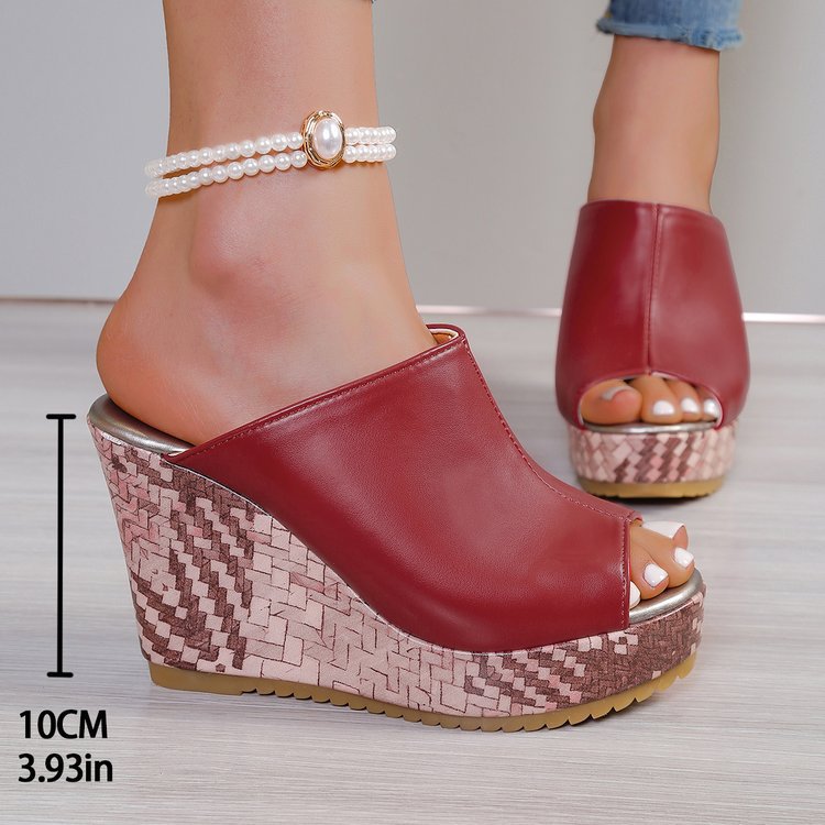 OrthoCare Peep Toe Platform Wedge Mule Sandals