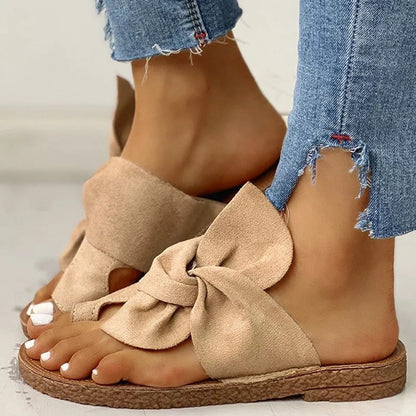 OrthoCare Suede Sandals With Bow - Plus Size