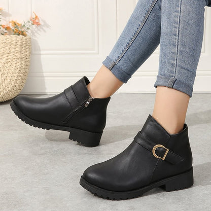 OrthoCare Leather Boots - Chunky Heel Comfort