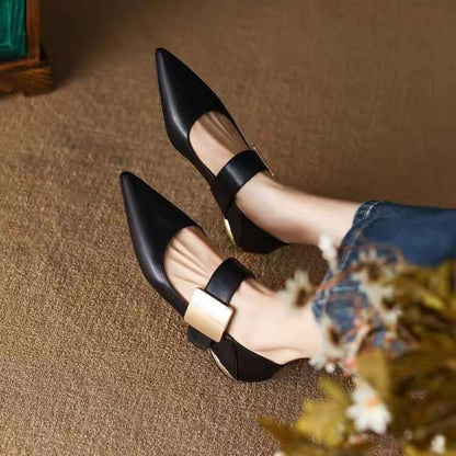 OrthoCare Chunky Heels With Metal Buckle And Colorblock