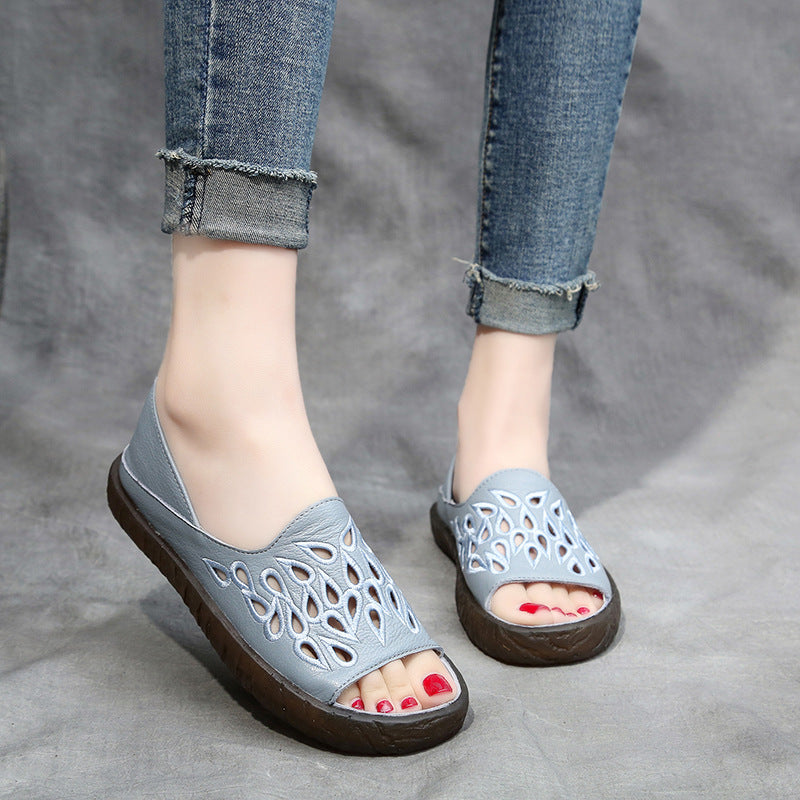 Yvette | Women’s Orthopedic Perforated Peep Toe Comfort Loafers