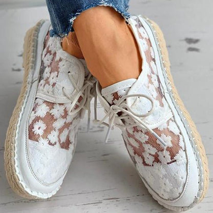 Beryl | Orthopedic Floral Mesh Lace-Up Sneakers – Lightweight Breathable Comfort
