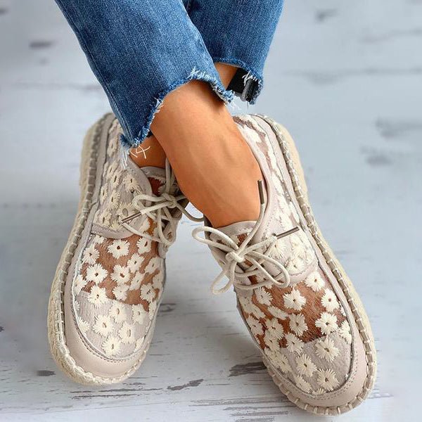 Beryl | Orthopedic Floral Mesh Lace-Up Sneakers – Lightweight Breathable Comfort