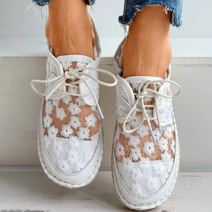 Beryl | Orthopedic Floral Mesh Lace-Up Sneakers – Lightweight Breathable Comfort