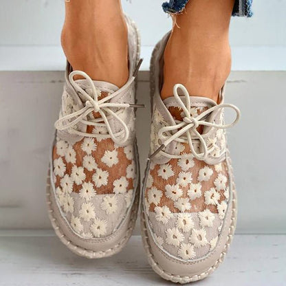 Beryl | Orthopedic Floral Mesh Lace-Up Sneakers – Lightweight Breathable Comfort