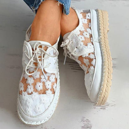Beryl | Orthopedic Floral Mesh Lace-Up Sneakers – Lightweight Breathable Comfort