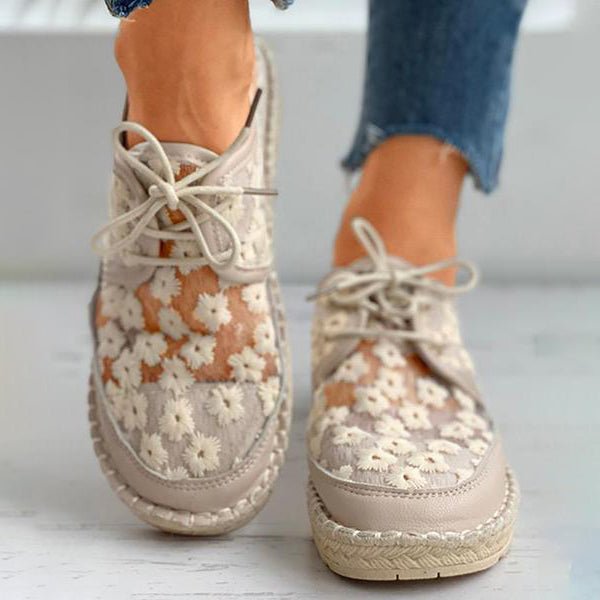 Beryl | Orthopedic Floral Mesh Lace-Up Sneakers – Lightweight Breathable Comfort