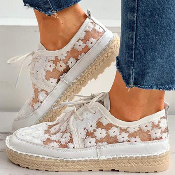 Beryl | Orthopedic Floral Mesh Lace-Up Sneakers – Lightweight Breathable Comfort