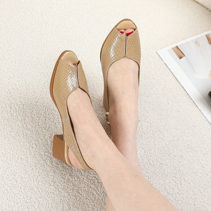 Caroline | Orthopedic Slingback Block Heel Sandals – Peep-Toe Everyday Elegance