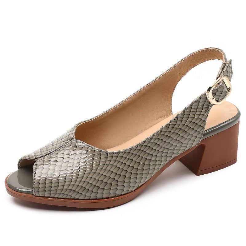 Caroline | Orthopedic Slingback Block Heel Sandals – Peep-Toe Everyday Elegance