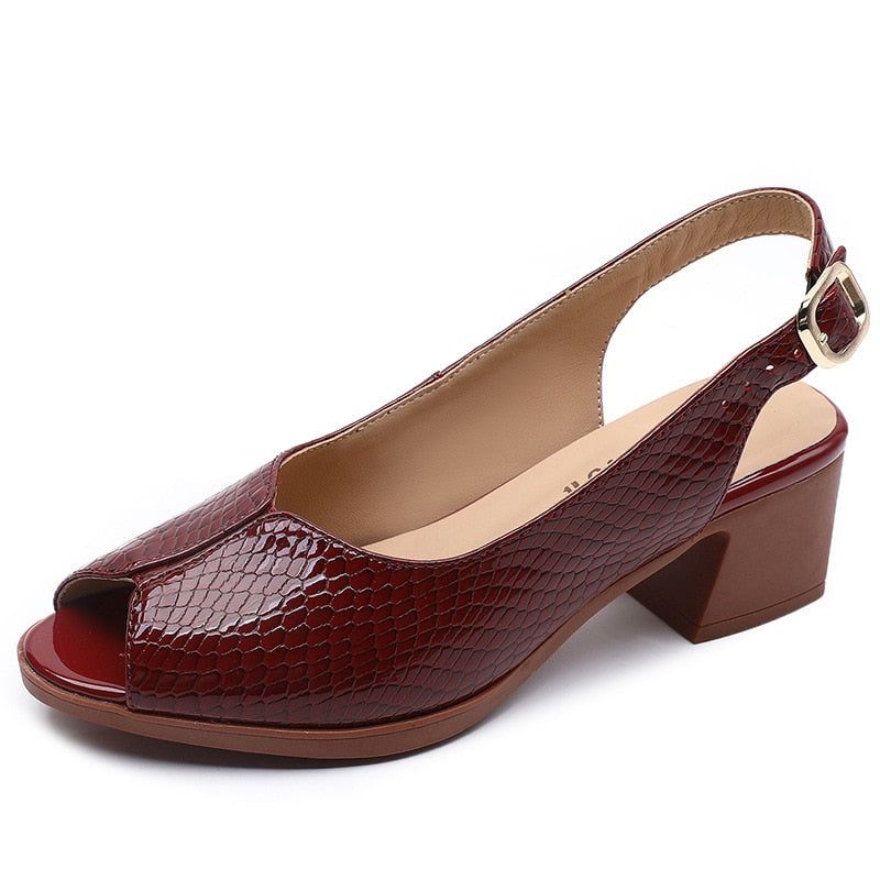 Caroline | Orthopedic Slingback Block Heel Sandals – Peep-Toe Everyday Elegance